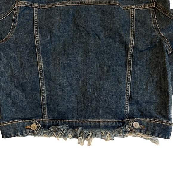 Hudson Size Medium Garrison Cropped Blue Jean Denim Distressed Ripped Jacket - Picture 10 of 13